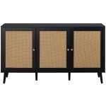 Goto - buffet bas - noir et cannage - 140 cm