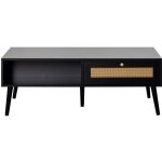 Bestmobilier - goto - table basse - noir et cannage - 110 cm