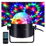 Boule disco de commande vocale, jeux de lumiere boule a facette, 3w rgb lumire soire mini boule cristal ...