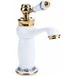 Gotrays - cramique antique laiton robinet lavabo de la salle de bains robinet bleu et blanc en porcelaine ...