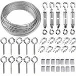 Kit de câble métallique en acier inoxydable de 50 m / 2 mm avec tendeur de fil robuste m5, kit de rouleau ... Kit de câble métallique en acier inoxydable de 50 m / 2 mm avec tendeur de fil robuste m5, kit de rouleau ...