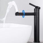 Gotrays - mitigeur de lavabo noir orientable � 360� mitigeur de lavabo en acier inoxydable mitigeur de ...