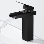 Gotrays - mitigeur de salle de bain moderne en cascade noir, mitigeur de lavabo en cascade, mitigeur ...