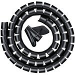 Goulotte de c�bles 3, 0 m, gaine spiral�e flexible pour bureau, gaine spiral�e pour c�ble de 20 mm, noire ...