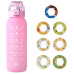 Gourde fruit�e 1000ml rose avec 7 ar�mes, bouteille � paille pour sport, bureau et quotidien, design ...
