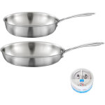 Gourmet - lot de 1 po�le inox 28 cm, 1 sauteuse inox 24 cm, 1 pierre d'argent� citron 300 g pour l'entretien ...