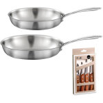 Gourmet - lot de 2 po�les inox 24 et 28 cm, 1 coffret 4 couteaux de cuisine