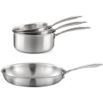 Gourmet - lot de 3 casseroles inox 16 / 18 / 20 cm et 1 pole inox 32 cm