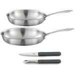 Gourmet - set 2 po�les 24 - 28cm inox, 1 �plucheur et 1 couteau office