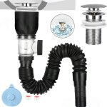 Gouttoir de bonde de lavabo, tuyau flexible d'vacuation, siphon lavabo, kit de vidange de lavabo rsistant ...