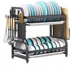 Yoleo - gouttoir  vaisselle 2 niveaux, gouttoir pour vier avec porte couverts support pour planche ...