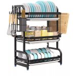 Yoleo - gouttoir  vaisselle 3 niveaux, gouttoir pour vier avec porte couverts support pour planche ...