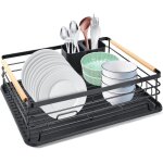 Gouttoir � vaisselle en acier inoxydable avec panier � couverts et plateau d'�gouttement amovible