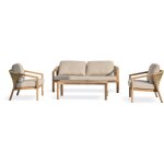 Goya - salon bas de jardin 5 pl en aluminium imitation bois, coussins - dcb garden