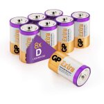 Gp - piles d lot de 8 - batteries lr20 alcalines 1, 5v extra