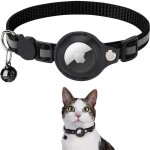 (gps airtag non inclus)(noir)collier chat , accessoire compatible avec airtag apple, collier avec boucle ...