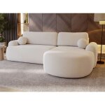 Graingold - canapé d'angle convertible méridienne droite aurio tissu velours blanc Graingold - canapé d'angle convertible méridienne droite aurio tissu velours blanc