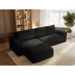 Graingold - canap� d'angle convertible m�ridienne gauche tazones tissu velours noir