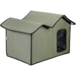 Maisonnette isol�e pour chat ? abri ext�rieur imperm�able avec coussin chauffant ? tissu oxford robuste ...