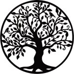 Grand arbre ensoleill, dcoration murale en mtal, dcoration intrieure silhouette en fer forg, noir ...