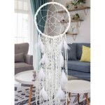 Grand attrape - rêves avec blanc plumes et cloche capteur de rêves boho macramé tenture murale décoration ... Grand attrape - rêves avec blanc plumes et cloche capteur de rêves boho macramé tenture murale décoration ...