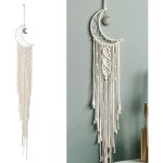 Grand attrape - r�ves fait � la main en forme de lune, ornement mural � suspendre pour chambre � coucher, ...