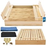 Grand bac � sable en bois impr�gn� avec bancs 100 x 100 cm