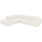 Grand canap� d'angle gauche avec dossier m�ridienne en tissu bouclette blanc pogni de maison c�phy
