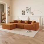 Kosmi - grand canap� d'angle en mousse avec m�ridienne couleur orange