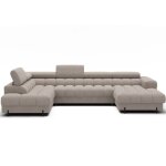 Grand canap� panoramique avec t�ti�res r�glables en tissu fuzian ? fonction lit et coffre int�gr� � gauche ...