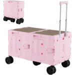 Grand chariot de plage pliable avec caisses de rangement � 2 niveaux, chariot portable avec 5 roues pivotantes ...