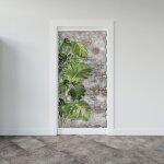 Plage - grand dcor panoramique dcoup, trompe l'oeil mur de brique, feuilles de vertes, mur vgtal, ...