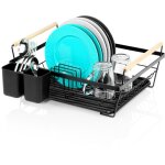 Grand �gouttoir � vaisselle sur pied en m�tal noir 45 cm