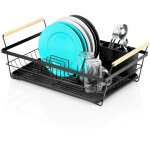 Grand �gouttoir � vaisselle sur pied en m�tal noir 50 cm