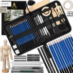 Grand ensemble de crayons  dessin dans une trousse  crayons avec une figure 36 pices