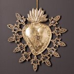 Grand ex - voto antique et bijoux dor� 25x27cm