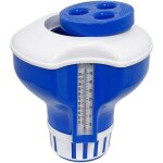 Grand flotteur doseur comprenant thermom�tre, doseur de chlore r�glable, pastilles de chlore et de brome, ...