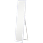 Grand miroir led 40 x 160 cm fabio effet bois blanc