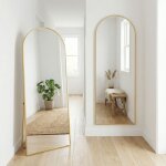 Grand miroir sur pied 165x60cm, arche, sur pied ou mural, cadre aluminium fiin & verre hd anti - �clats ...