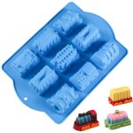 Grand moule  ptisserie en silicone 3d train avec locomotive et 8 wagons moules  ptisserie en silicone ...