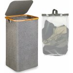 Grand panier  linge avec couvercle, 100l grand panier linge sale avec poignes en bambou pour vtements, ...