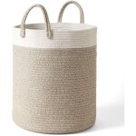 Zvd - panier  linge grand panier de rangement en corde de coton corbeille  linge avec poigne pour ...