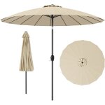 Grand parasol de patio d. 273x237cm, avec inclinaison � bouton - poussoir, manivelle, 18 baleines solides, ...