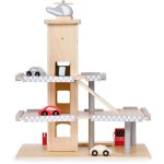 Grand parking garage piste bois avec ascenseur voitures ecotoys