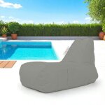 Grand pouf extrieur impermable gris - avec poches arta