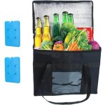 Grand sac isotherme pliable, sac glaciere isotherme 35 l courses avec bo�te isotherme en cristal de glace, ...