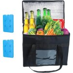 Grand sac isotherme pliable, sac glaciere isotherme 35 l courses avec bo�te isotherme en cristal de glace, ...