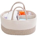 Grand sac � langer, beige et blanc