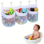 Grand sac maille jouets bain 60 cm, s�chage rapide 3 compartiments 5 crochets solides ouvertures larges ...