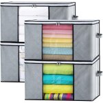 Grand sac de rangement 4 set, boite de rangement vetement caisse rangement, housse de rangement couette ...